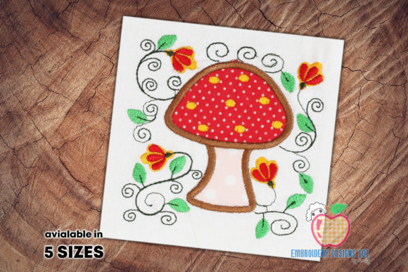 Charming Mushroom with Floral Design Applique