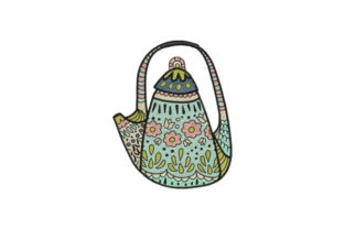 Discover the Charm of Floral TeaPot Embroidery Design
