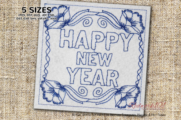 Embrace the Elegance of New Year Floral Frame Lineart Design