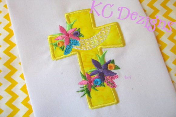 Enhance Your Embroidery Projects with the Cross with Flowers Applique Design