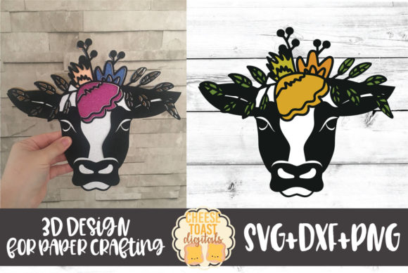Explore Creativity with 3D Floral Cow Designs
