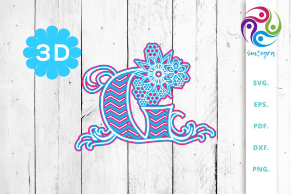 Strategic Use of 3D Multilayer Floral Chevron Letter G for Creative and Business Success